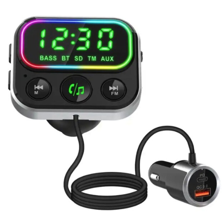 Modulator Transmitator FM Auto BC79 Bluetooth QC 3.0 negru