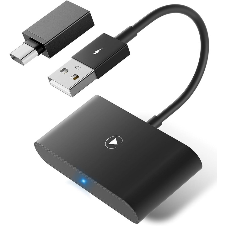 Adaptor auto wireless THT-020-2 Axeloni®, Compatibil cu Apple Carplay, Conexiune instantanee la ecranul masinii, Pentru masini cu Carplay de fabrica prin cablu, Negru