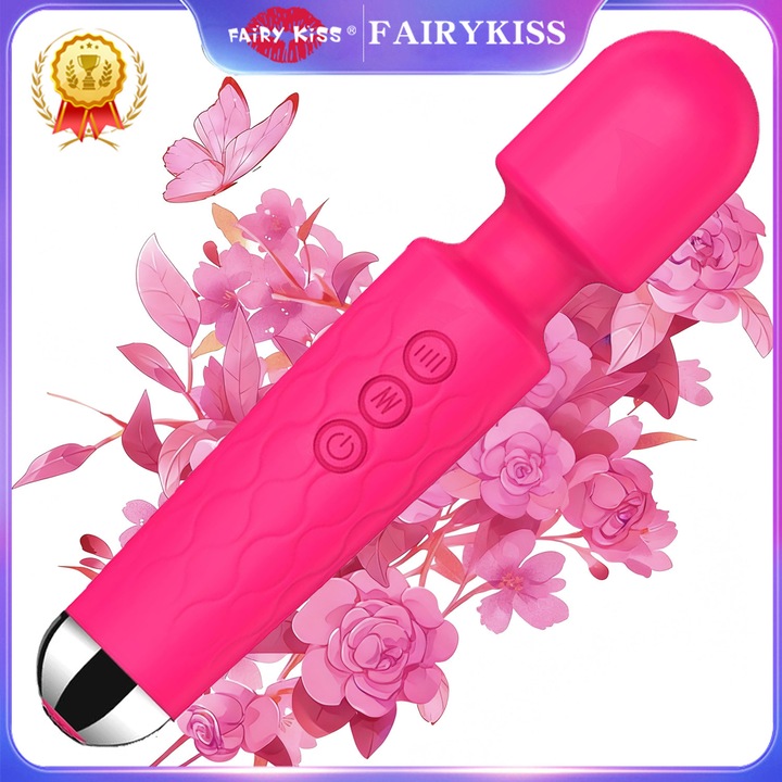 Vibrator-Stimulator Fairykiss®, Viteza Reglabila, 20 de Programe Vibratii, 8 Trepte de Viteza, Silicon Medical, Magica, Stimulare Intensa, Flexibil, Rezistent, Roz