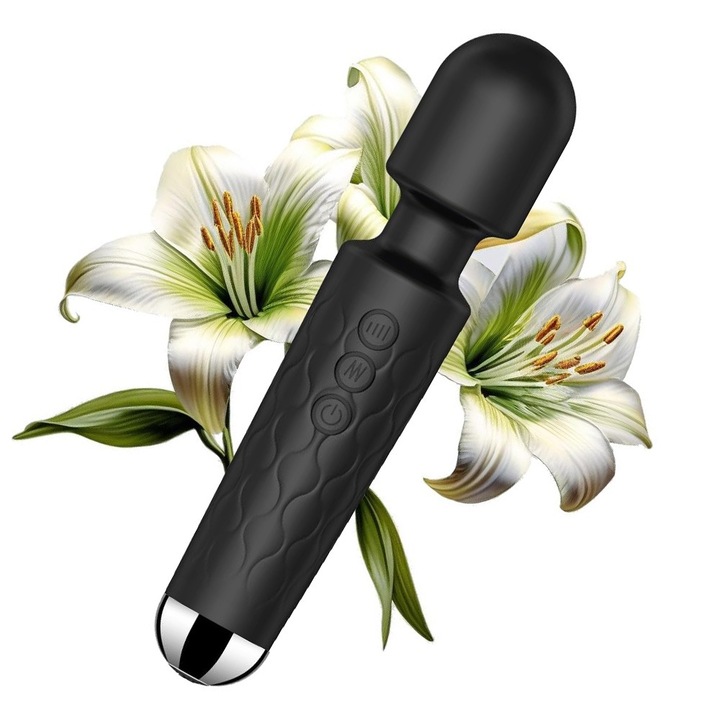 FairyKiss vibrátor, csiklóstimulátor, 7 intenzitású, vízálló, fekete, 26x4,5 cm