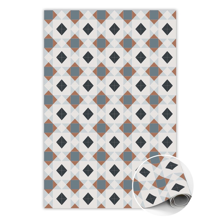 Covor de vinil, PVC, Romane geometrice, Bej, 120 cm x 180 cm, 010260360160000020389