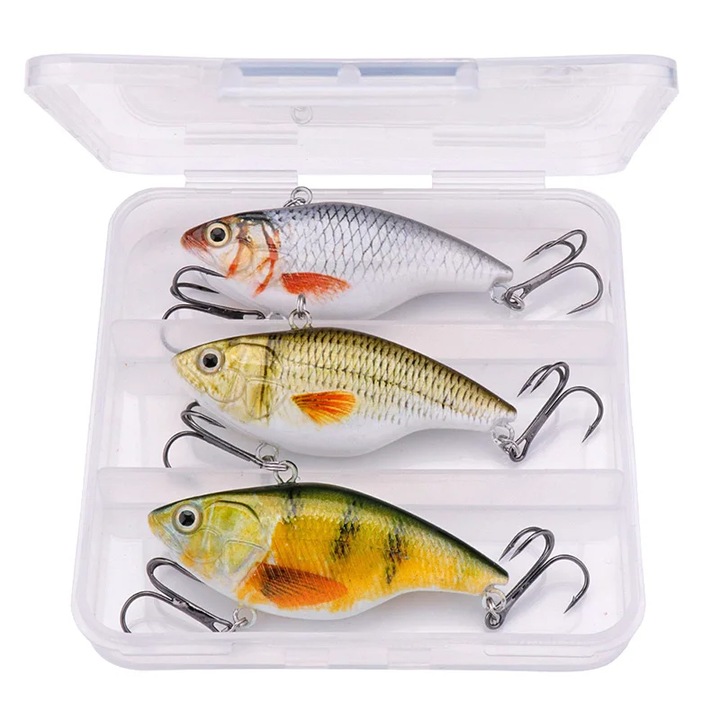 Set 3buc voblere adancime 70mm 18g pentru pescuit la stiuca somn si salau