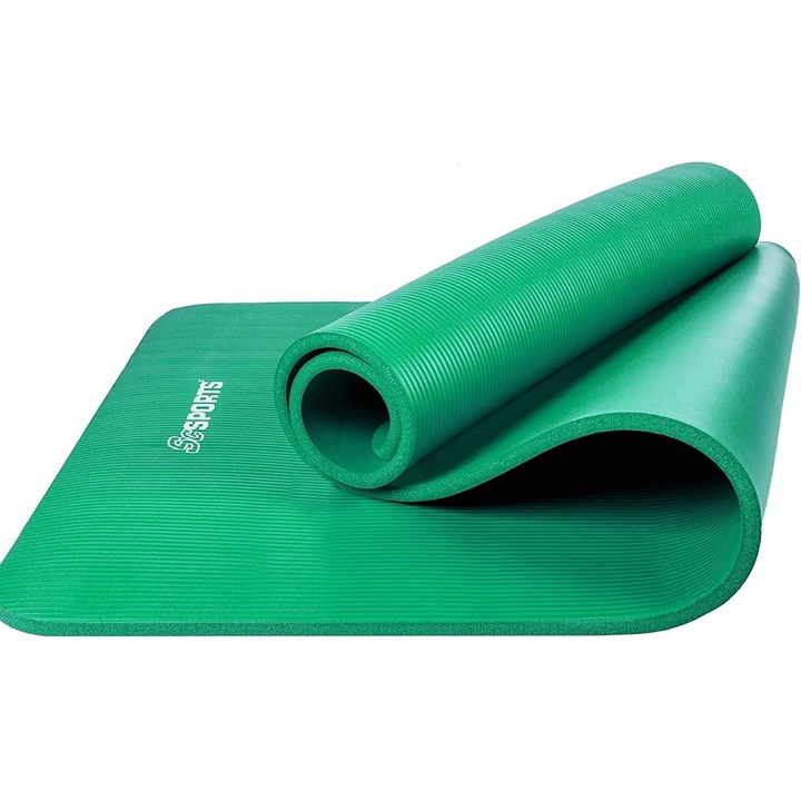 Covoras de yoga, 190 x 80 cm, grosime 1, 5 cm, antiderapant, pliabil, cu curea de transport, verde, ScSPORTS®