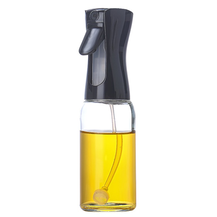 Пръскачка за олио, оцет или други течности, Flippy, акумулаторна, мултифункционална, вместимост 200 мл, материал стъкло и PVC, цвят черен