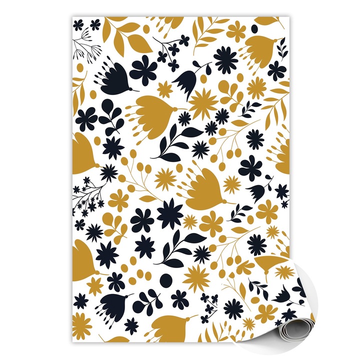 Covor de vinil, PVC, Floare, Albastru, 120 cm x 180 cm, 010260360160000020508