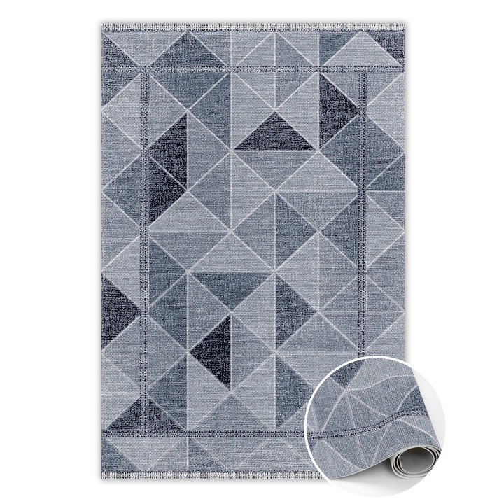 Covor de vinil, PVC, 3d mai solid, Gri, 120 cm x 180 cm, 010260360160000020057