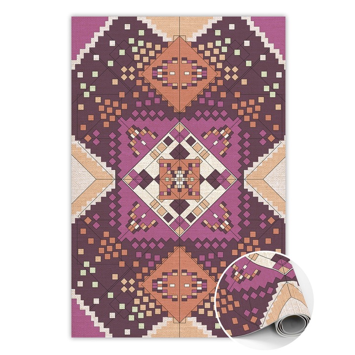 Covor de vinil, PVC, Romane geometrice, Violet, 120 cm x 180 cm, 010260360160000020269