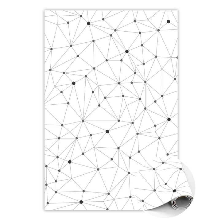 Covor de vinil, PVC, Grila geometrica, Alb, 120 cm x 180 cm, 010260360160000020492