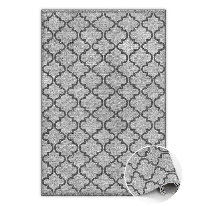 Covor de vinil, PVC, Model geometric oriental, Gri, 120 cm x 180 cm, 010260360160000019842