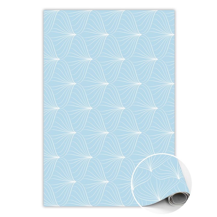 Covor de vinil, PVC, Linii delicate, Albastru, 120 cm x 180 cm, 010260360160000020463