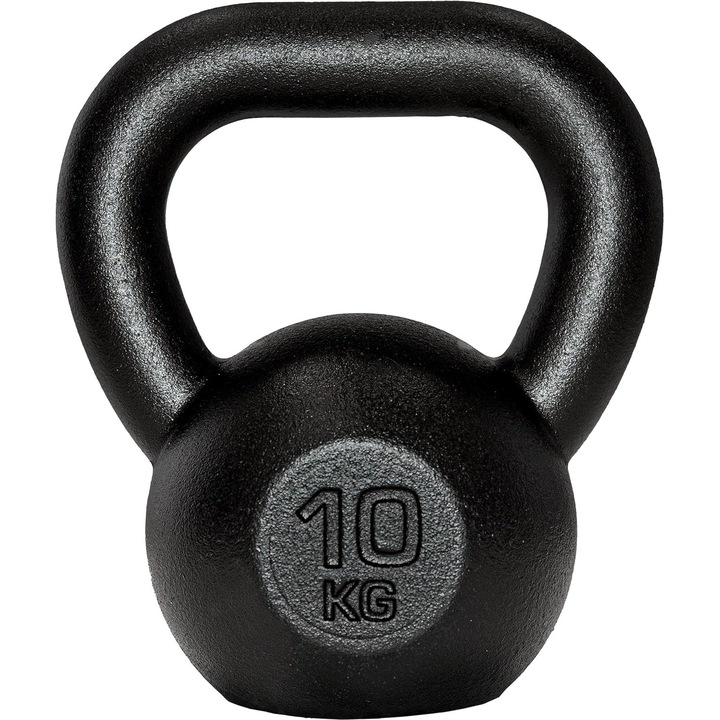 Kettlebell, 10 kg, fonta, maner ergonomic, negru, ScSPORTS®