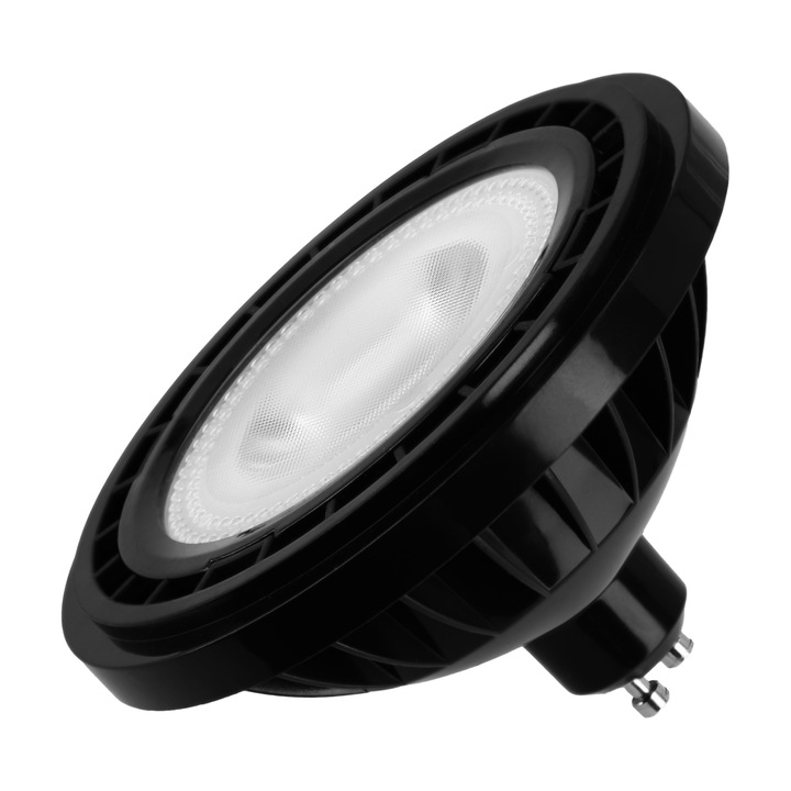 Bec LED, fir GU10, putere 15W, halogen, decorativ, culoare lumina neutra, negru, tip AR111