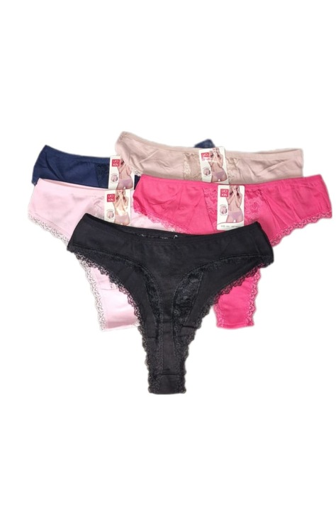 Chiloti dama, bumbac si dantela, set 5 bucati, multicolor, Multicolor