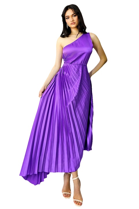 Рокля Elza, Асиметрична, Плисирана, Процеп в областта на талията, Лилав, S/M