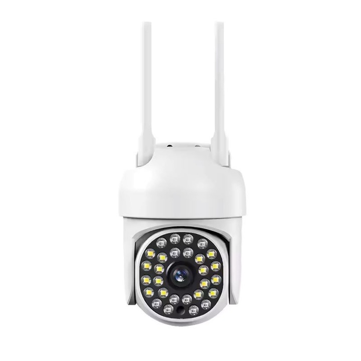 Intelligens kamera A13 vezeték nélküli WIFI, 360 fokos forgás, mozgásérzékelőkkel felszerelt, valós időben táplál a beépített mikrofonon keresztül, ideális babák megfigyelésére, éjszakai látás, víz- és időjárásállóság, sziréna, vandálbiztos
