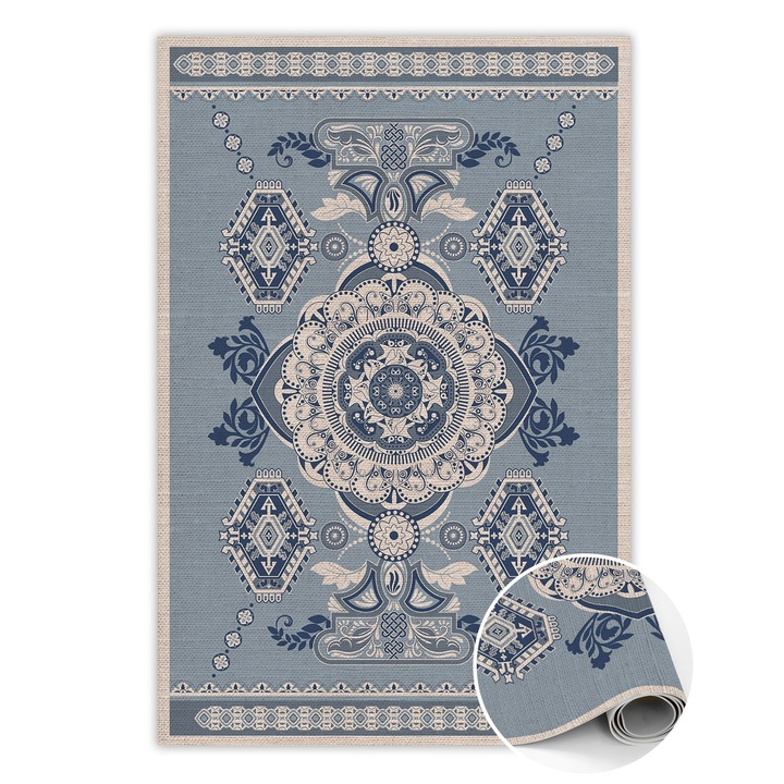 Covor de vinil, PVC, Geometria hindusa, Bej, 120 cm x 180 cm, 010260360160000020242