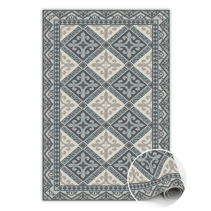 Covor de vinil, PVC, Ornamente geometrice, Gri, 120 cm x 180 cm, 010260360160000019959