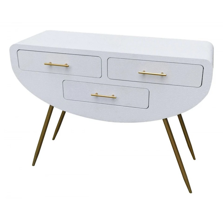 Consola alba din MDF si metal, 110 x 40 x 80 cm, Venus Mauro Ferreti