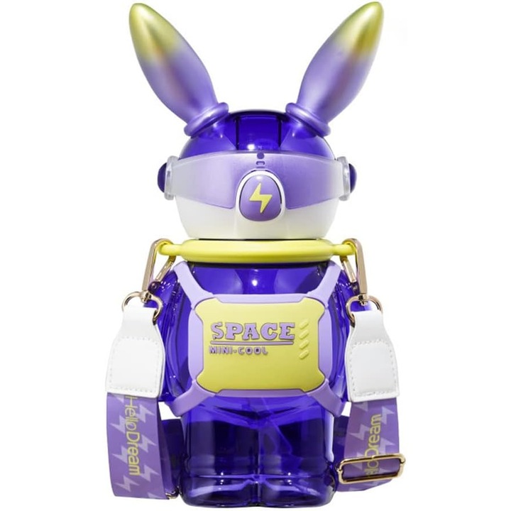 Bidon X&W, colectia iepuras, fara BPA, Tritan, potrivita pentru fitness pentru adulti si copii, Violet, 27.6x12.3cm, 1.1L