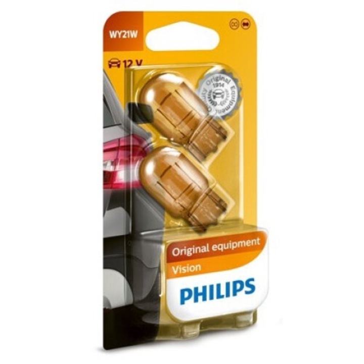 Комплект от 2 крушки без фасунга 12 V WY21W Wx3x16d Philips