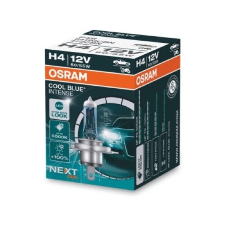 Autó izzó H4 Osram Cool Blue Intense Next Gen +100% 12V 60/55W Xenon Bright