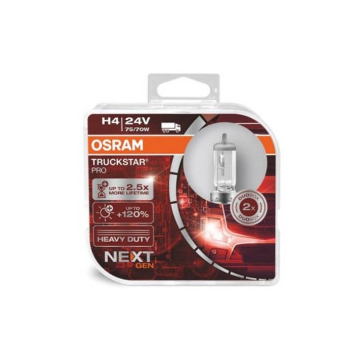 Комплект от 2 крушки за камиони 24V H4 75/70W TRUCKSTAR PRO +120% NEXTGEN OSRAM Xenon Bright®