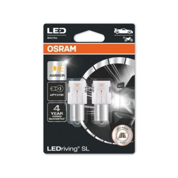 Set 2 Becuri Led Exterior Osram, 12v Portocaliu