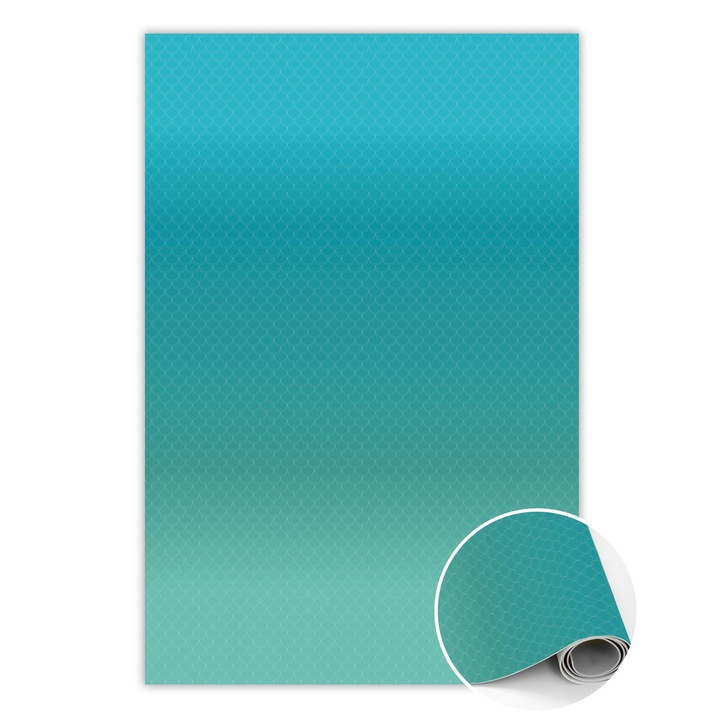 Covor de vinil, PVC, Scale geometrice, Verde, 150 cm x 225 cm, 010260360300000020376