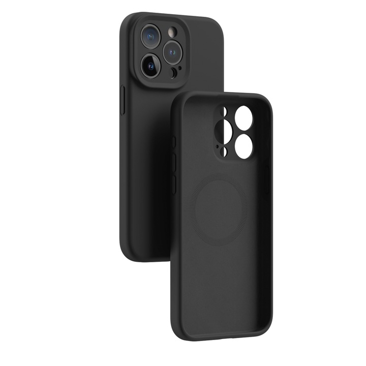 Védőtok, iPhone 13 Pro-hoz, szilikon, fekete, 6,1 hüvelykes