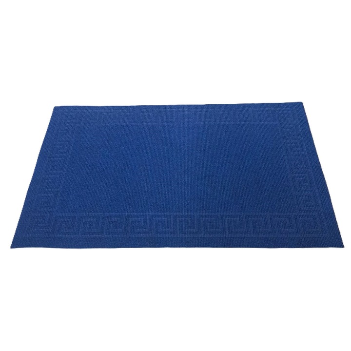 Covoras intrare antiderapant - Decor Greek Border uni, 45x75 cm, 100% pvc, albastru