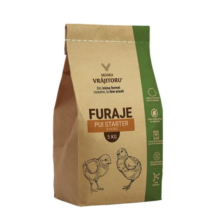 Furaj pui starter, faza 1, fainos, 21.7% proteina, 5 kg, Moara Vrajitoru