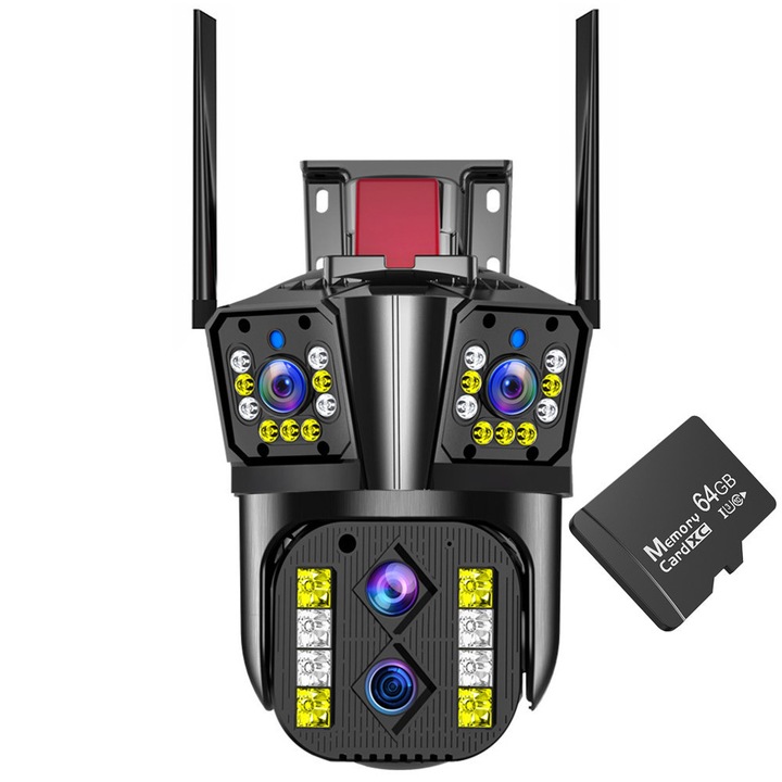 Камера за наблюдение 16MP, Wi-Fi, 8K, Zoom 10X, Карта 64GB, Ultra-Wide, Outdoor/Indoor, PTZ, Антена 5dBi, IP66