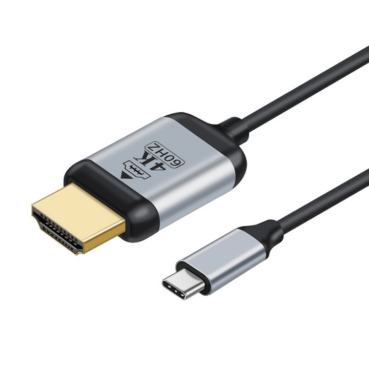 Кабел USB-C HDMI, 4K 60Hz, 1.8m, USB 3.1 Type C Thunderbolt 3 към HDMI, LEIISVK, Черен