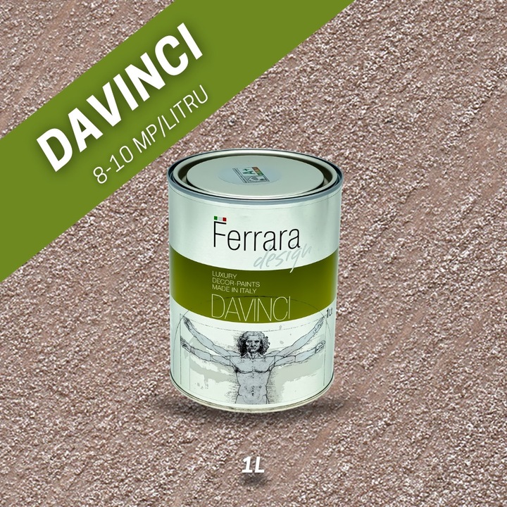 Vopsea decorativa perlata Davinci, Ferrara Design, DAA61, pe baza de apa, pentru interior, 1L