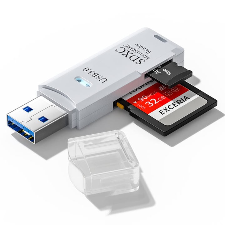 Четец на карти 2-в-1, 5Gbps, USB 3.0, многоцветен, 60x17x10mm