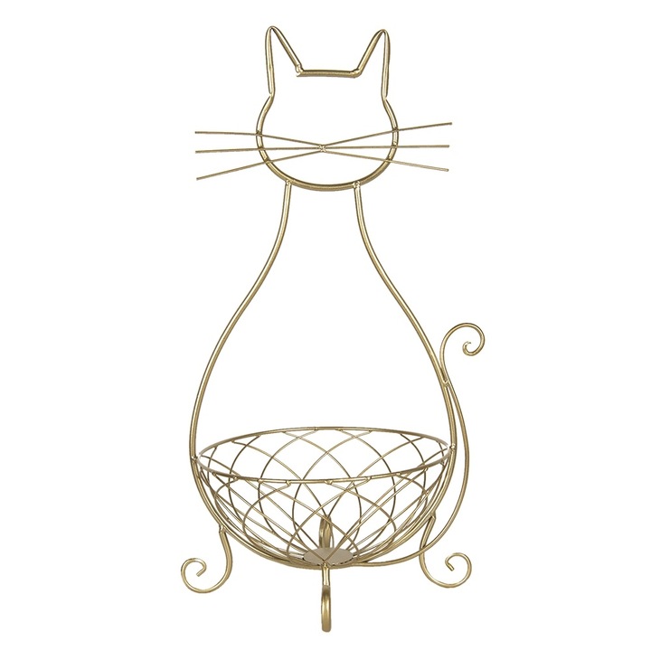 Златна метална декоративна котка 31x25x55 см