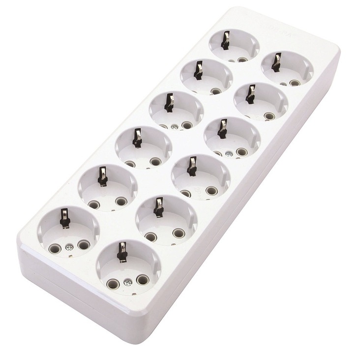 Anco Asztali hosszabbító 12-es, kábel nélküli, szerelhető, 16A, 250V, fehér