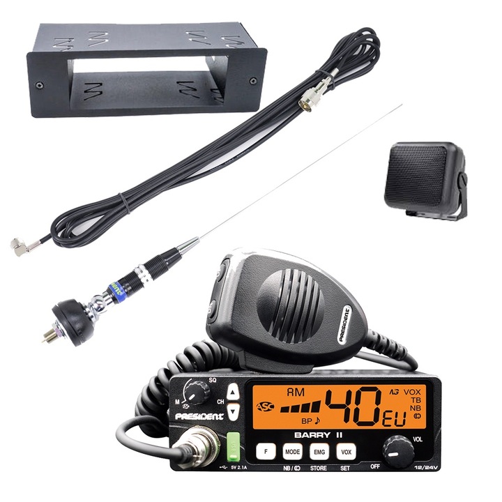 Kit Profi TIR, Camioane Statei President Barry + Carcasa/Rack din1 + difuzor DF1 + Antena President IOWA S MSR