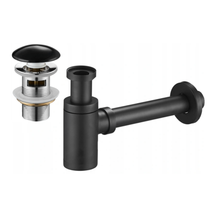 Комплект от 2 части сифон за мивка, Mexen, 6515, метал, черен
