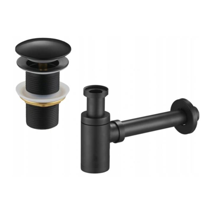 Set 2 piese Sifon pentru chiuveta, Mexen, 6486, Metal, Negru