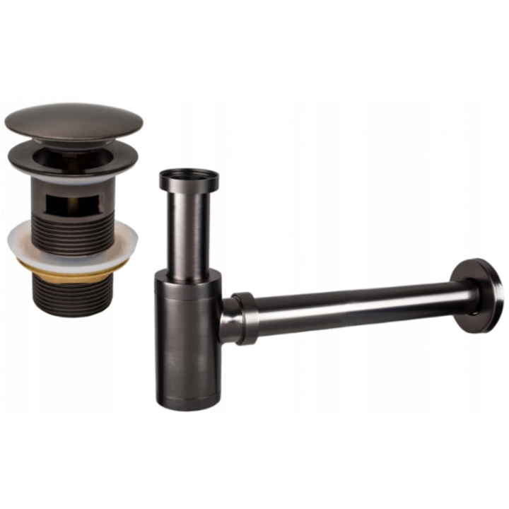 Комплект 2 сифона за мивка, Mexen, 6509, Метал, Графит