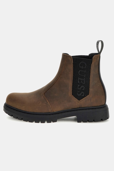 Guess, Ghete Chelsea din piele, Maro inchis, 42