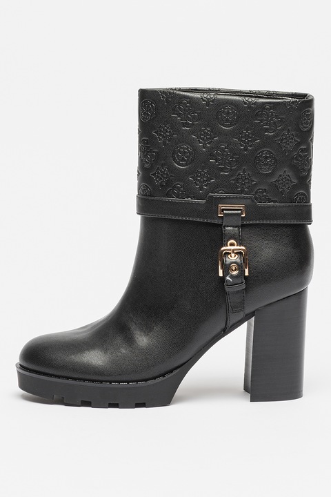 GUESS, Botine cu logo in relief Neadla, Negru