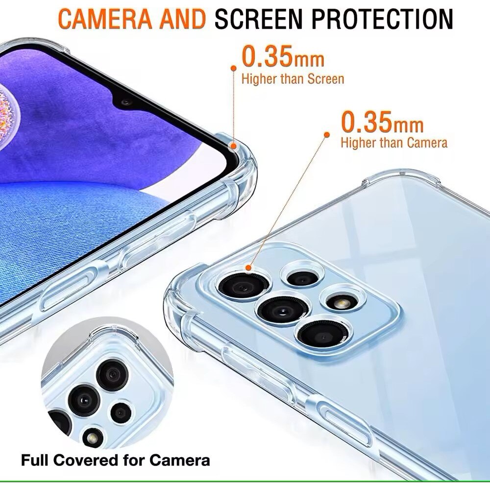 Husa protectie Mat-Tech compatibila cu Samsung Galaxy A13 4G, Protectie Camera, Colturi anti-soc, Decupaje Precise, Rezistenta la impact, Margini ridicate pentru protectia ecranului, Transparenta