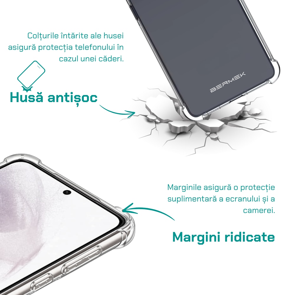 Husa pentru Samsung A34 5G Antisoc Bermek - Folie sticla - Folie privacy, TPU, Transparent