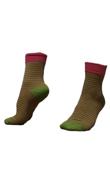 Sosete sport casual in aer liber cu dungi rosii si verzi cuplu trei perechi pieptanate bumbac mediu 34-40