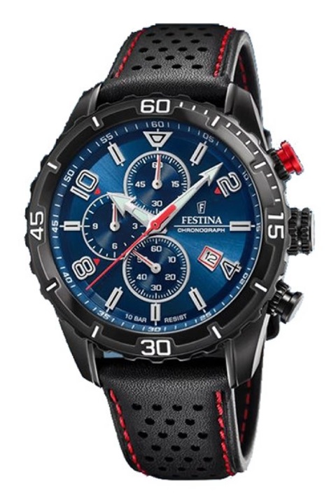 Festina, Часовник от неръждаема стомана с хронограф, Черен