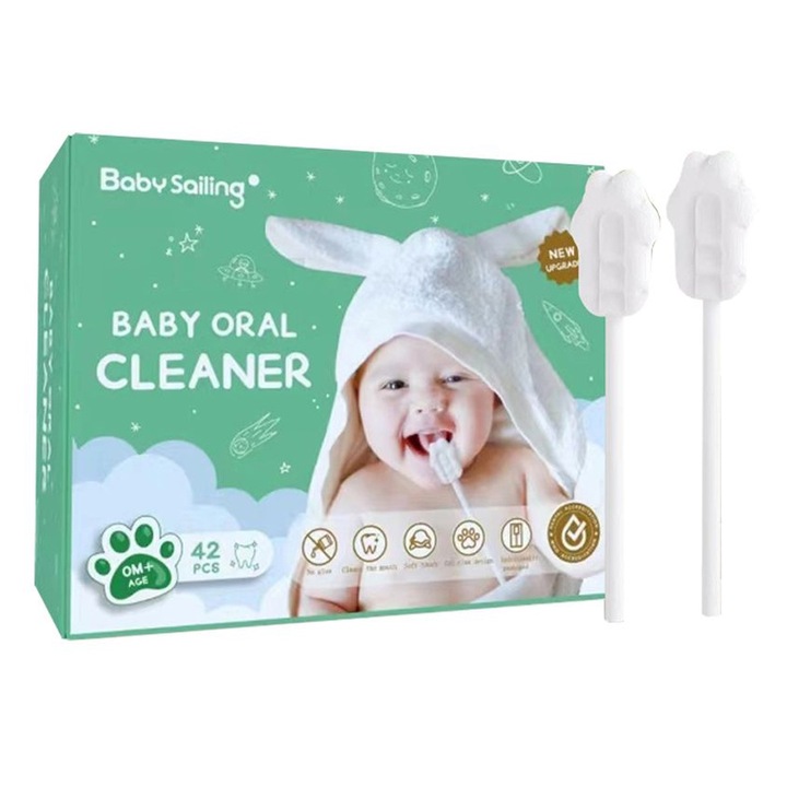 Foghigiénés készlet babáknak Nybgyy, 42 db, 360 tisztító, pamut, fehér