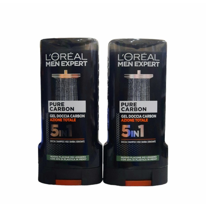 Set 2 x Gel de dus Loreal Men Expert, Pure Carbon, 300 ml