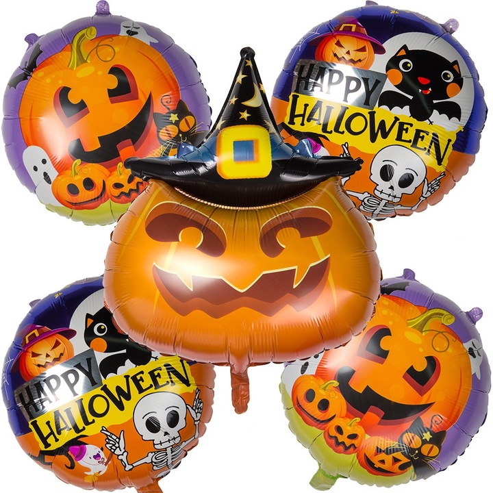 5 db-os lufi készlet, Dekoráció, Halloween, 34 cm / 54 x 48 cm, Többszínű